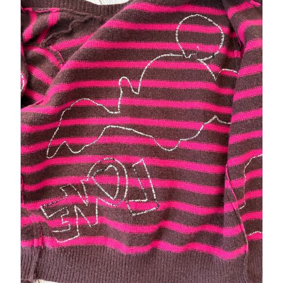 Cartoon Mikey Mouse Cardigan Striped S Wool Preppy Kawaii Y2K Indie Sweater S - Picture 6 of 7